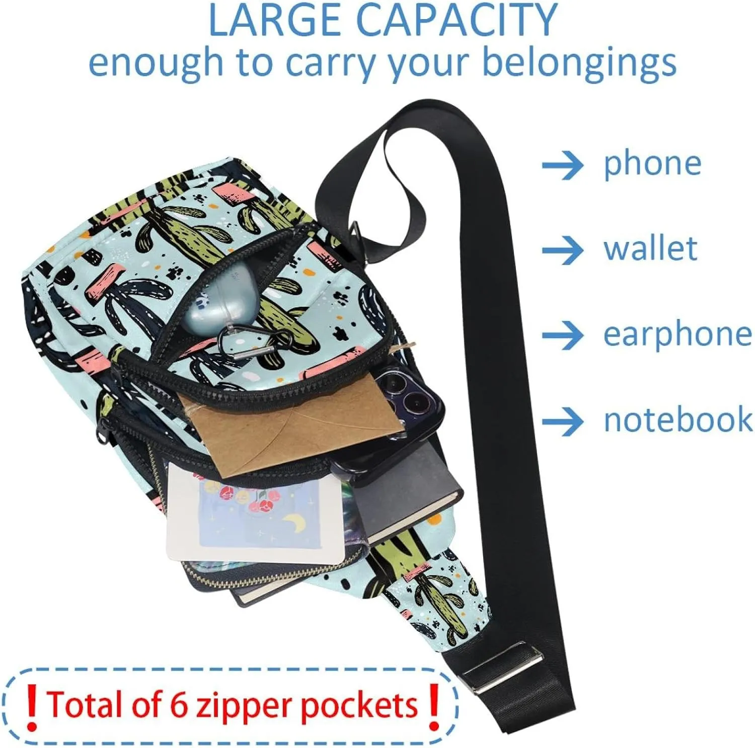 Crossbody Bags for Women Cross Body Bag for Woman Sling Bag Crossbody Bag Summer Abstract Cactus (1) Sling Backpack Travel