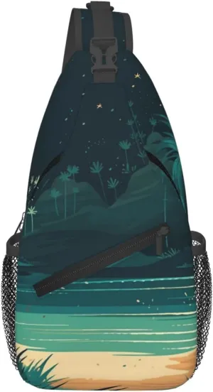 Crossbody Sling Backpack Sling Bag For Men Women Cross Chest Bag Shoulder Bag Beach Illustration Travel Hiking Daypack