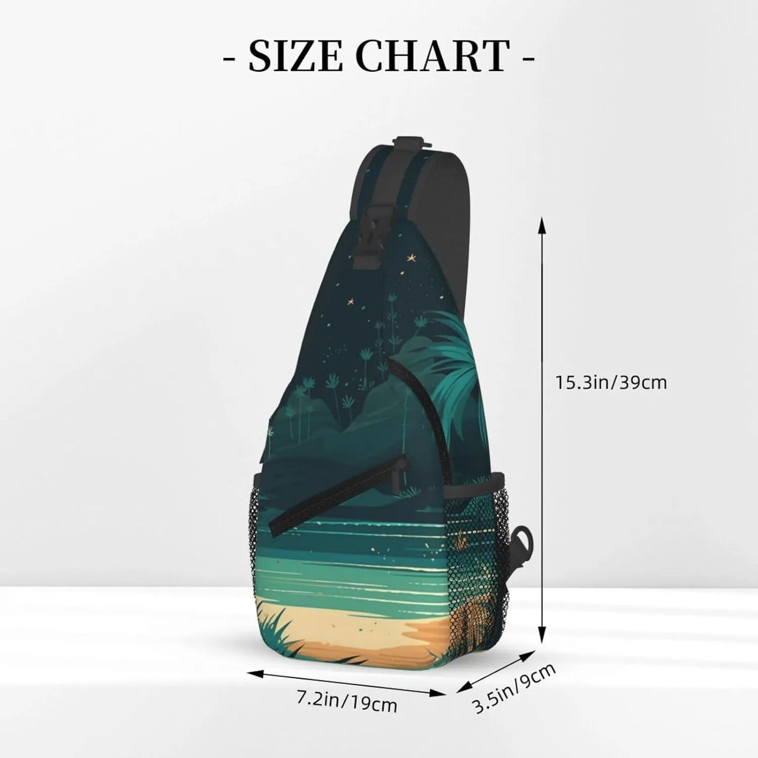 Crossbody Sling Backpack Sling Bag For Men Women Cross Chest Bag Shoulder Bag Beach Illustration Travel Hiking Daypack