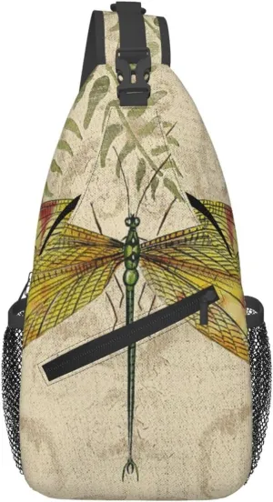 Crossbody Sling Backpack Sling Bag For Men Women Cross Chest Bag Shoulder Bag Dragonfly Dragonflies Vintage Travel Hiking Daypack