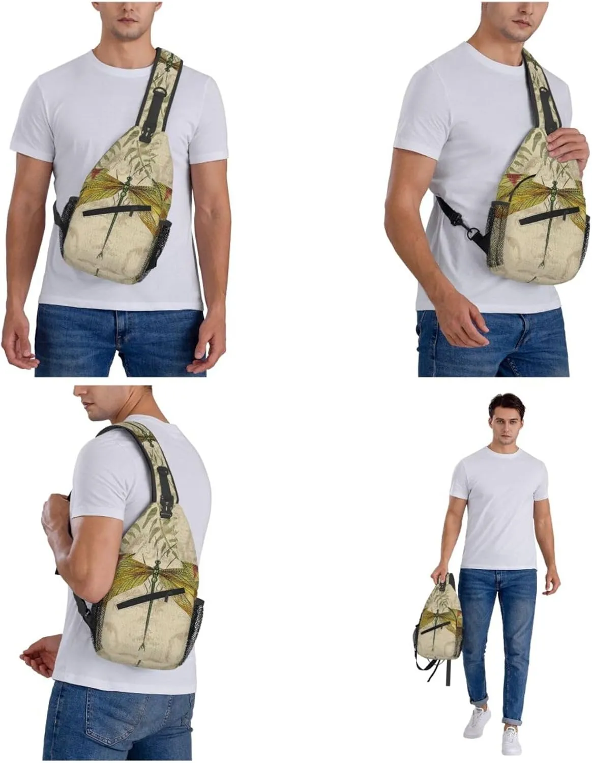 Crossbody Sling Backpack Sling Bag For Men Women Cross Chest Bag Shoulder Bag Dragonfly Dragonflies Vintage Travel Hiking Daypack