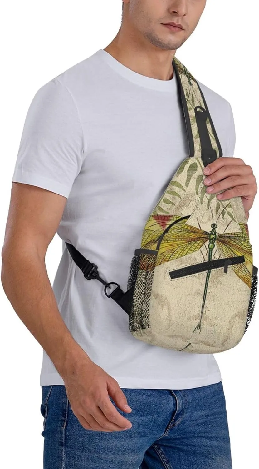 Crossbody Sling Backpack Sling Bag For Men Women Cross Chest Bag Shoulder Bag Dragonfly Dragonflies Vintage Travel Hiking Daypack
