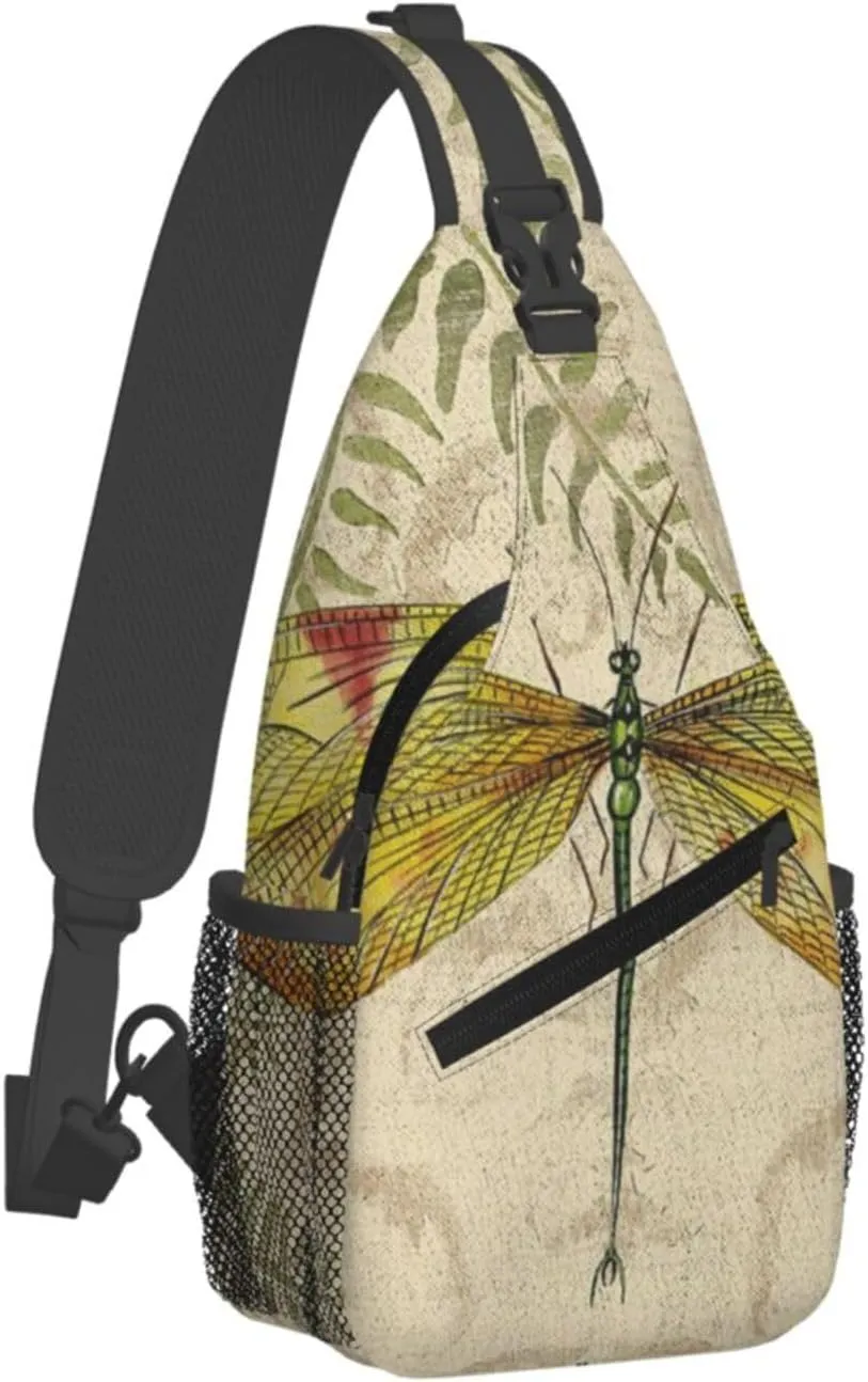 Crossbody Sling Backpack Sling Bag For Men Women Cross Chest Bag Shoulder Bag Dragonfly Dragonflies Vintage Travel Hiking Daypack