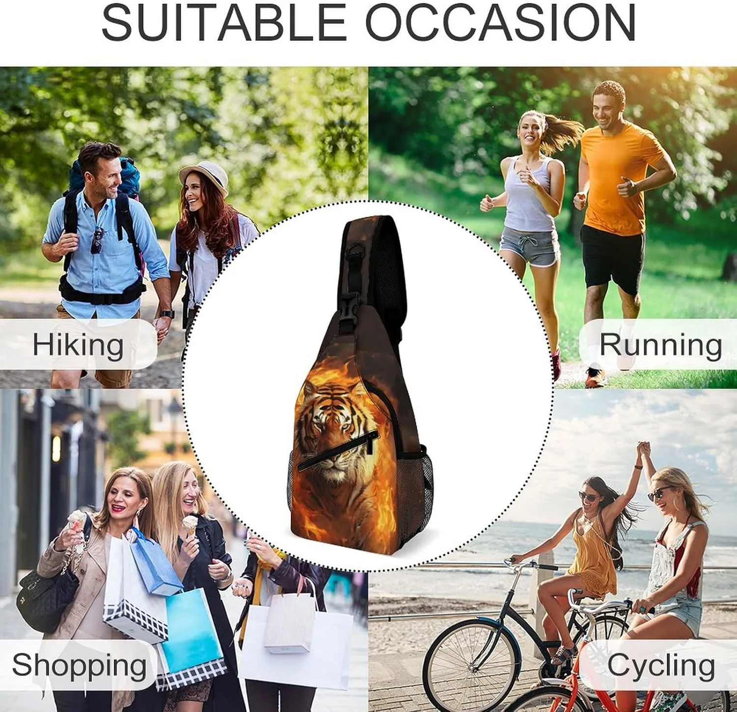 Crossbody Sling Bag Beagle Patterns Backpack Sling Bag Travel Hiking Chest Bag Shoulder Bag Daypack