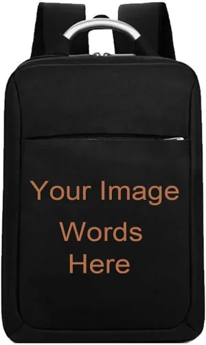 Custom Backpack Laptop Stylish Personalized Back Pack for Women Men (Black)