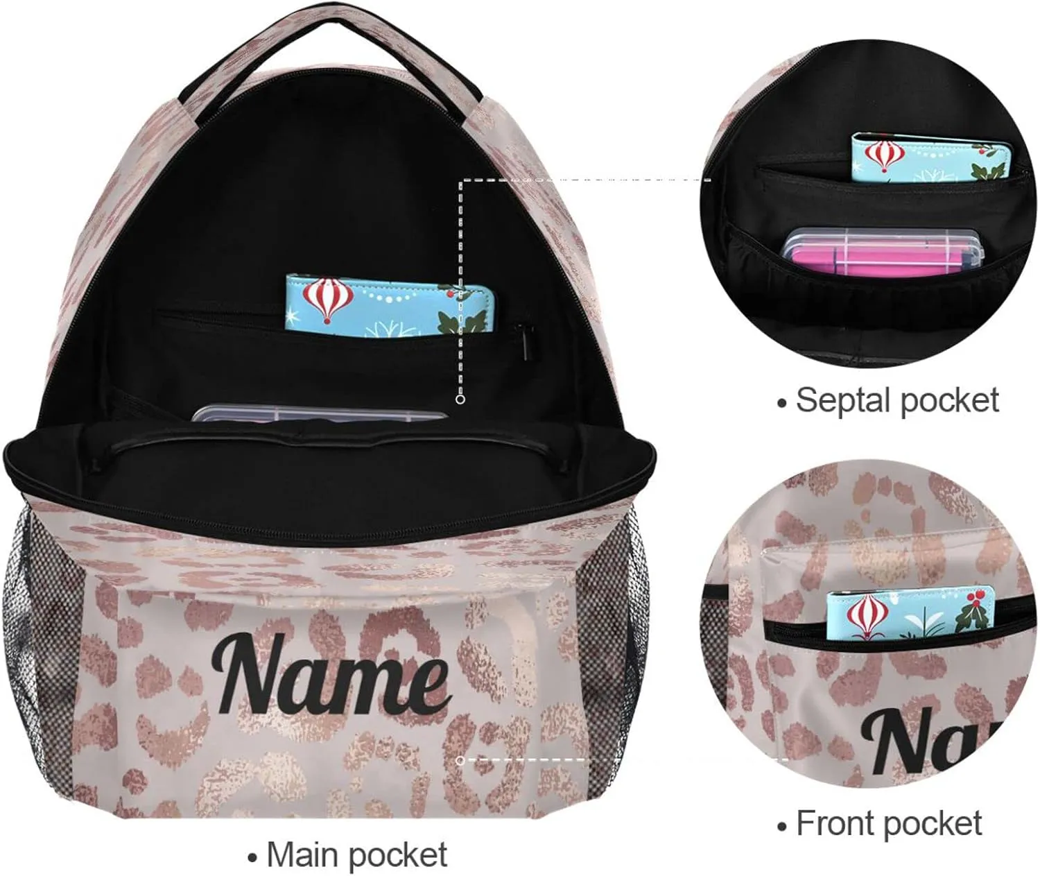 Custom Backpack Leopard Cheetah Backpacks for Girls Name School Bags Bookbags for Kids Travel Laptop Daypack Personalized Bag