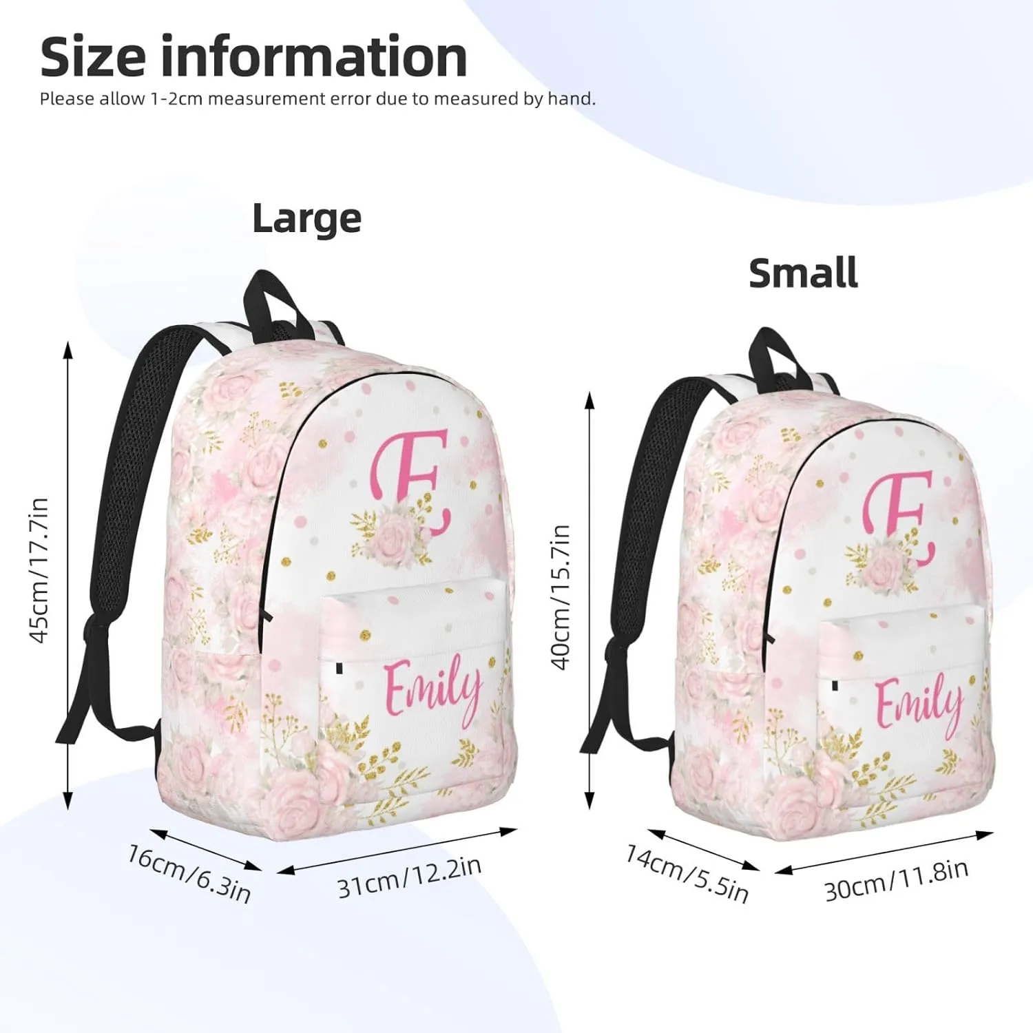 Custom Backpacks with Name for Boys Girls, Personalized Name School Backpack for Kids Teens Adults, Customized Bookbag with Shoulder Strap for School Picnic Travel