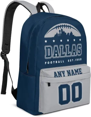 Custom Dallas Backpacks Personalized Name And Number Backpack Travel Bag Shoulder Bag Gifts for Men Women