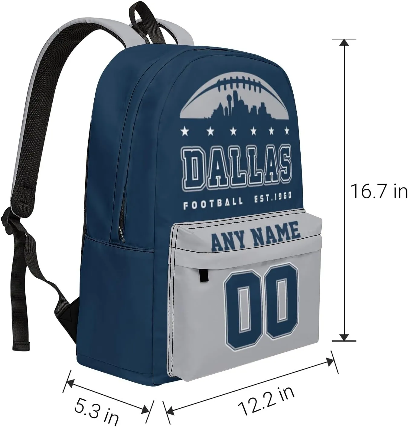 Custom Dallas Backpacks Personalized Name And Number Backpack Travel Bag Shoulder Bag Gifts for Men Women