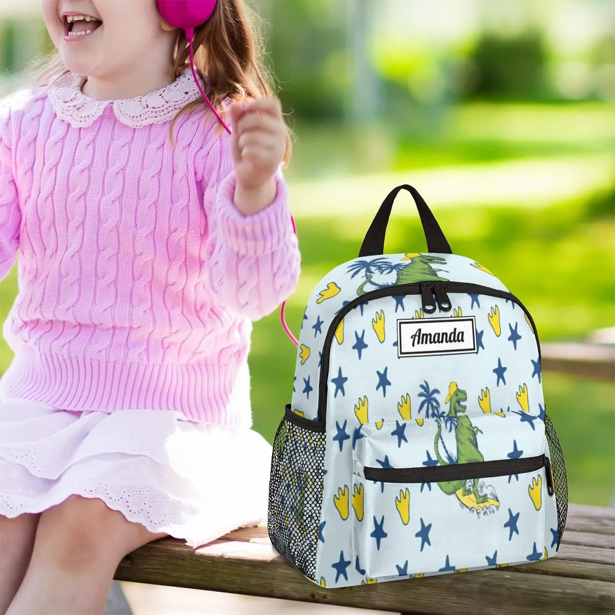 Custom Kids Name Toddler Backpack Dinosaur Personalized School Bookbag for Girls Boys - Dinosaur Paw