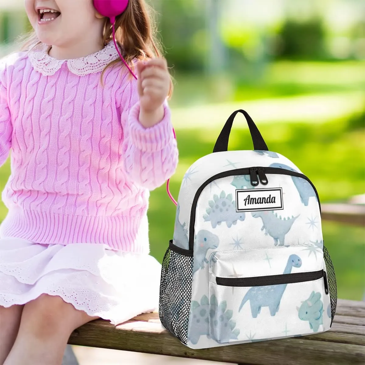 Custom Kids Name Toddler Backpack Personalized School Bookbag for Girls Boys - Dinosauur bag