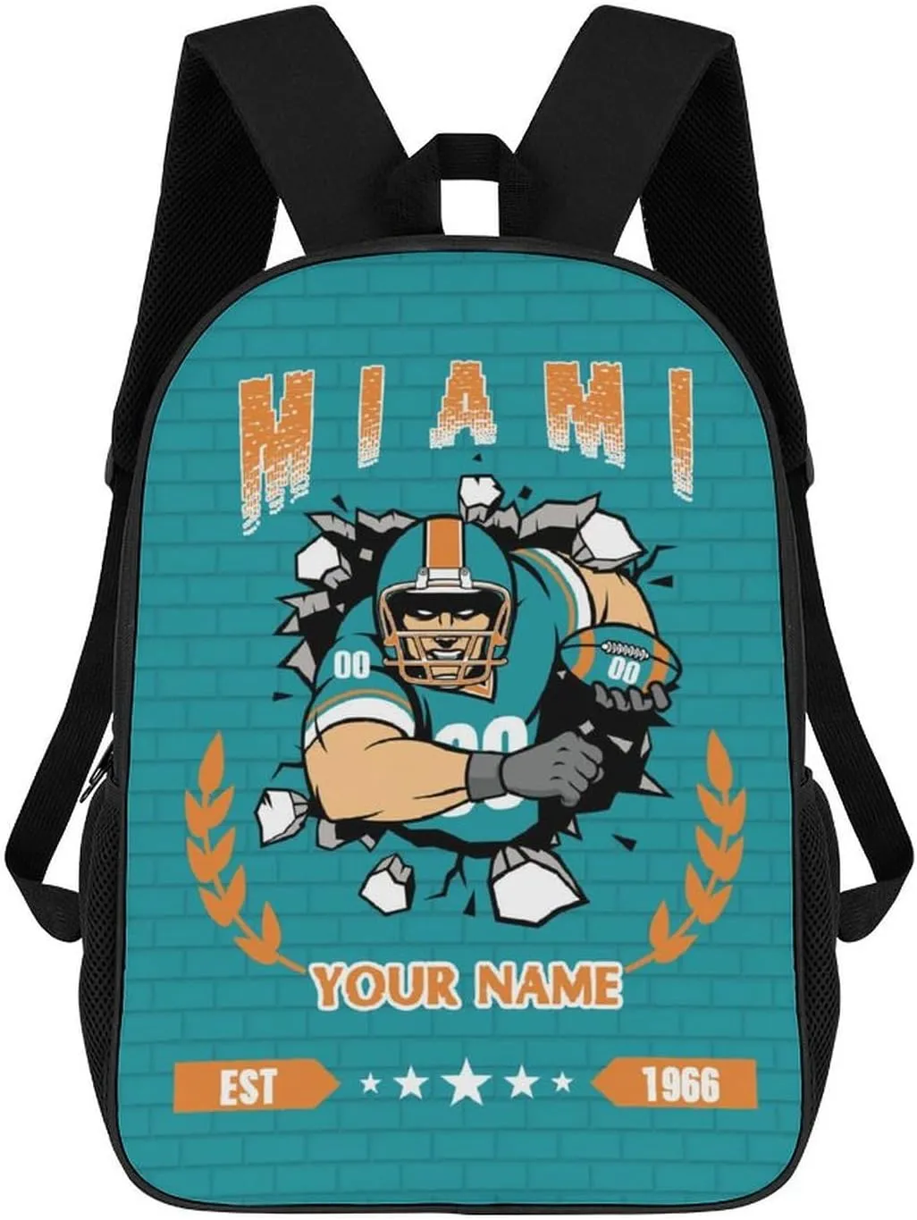 Custom Miami Backpacks for Men Women Travel Laptop Bag Add Name Number Football Fan Gifts For Boy Girl