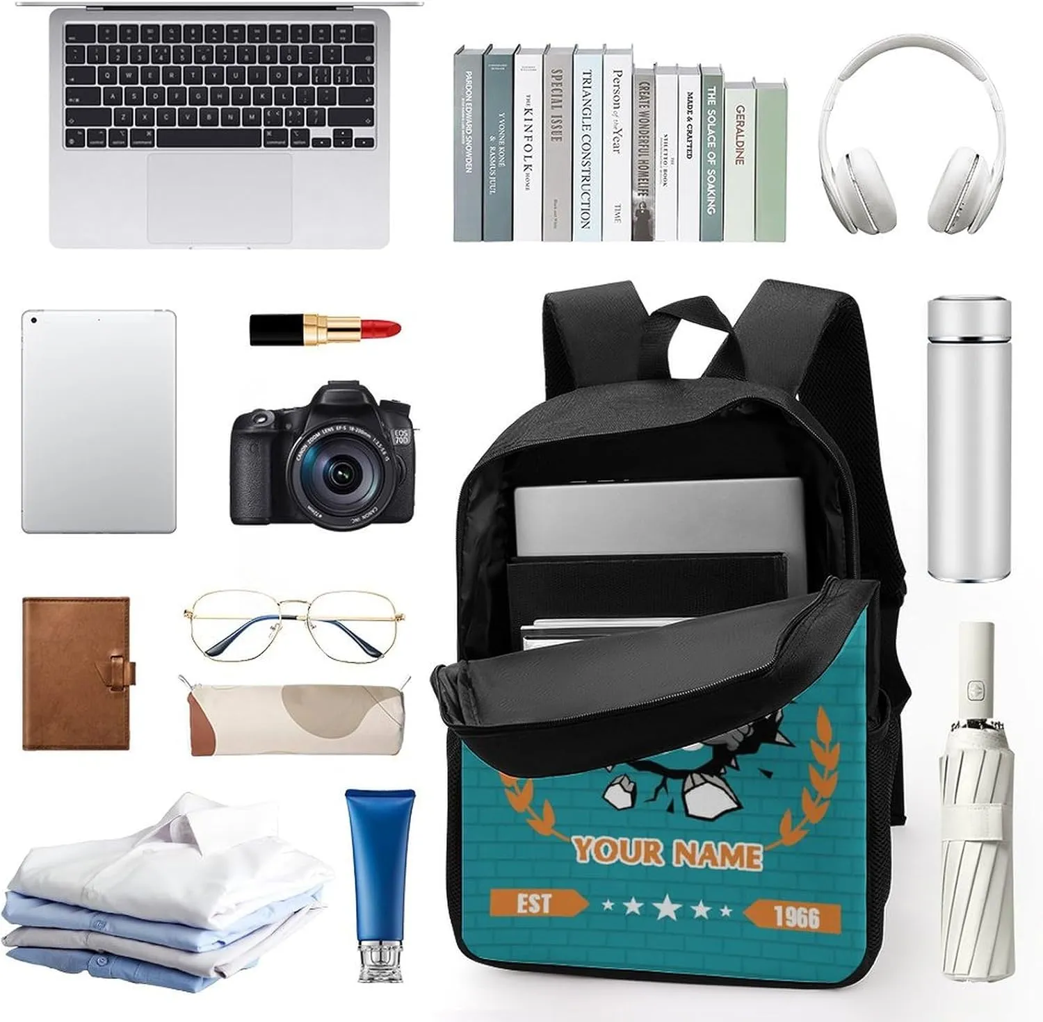 Custom Miami Backpacks for Men Women Travel Laptop Bag Add Name Number Football Fan Gifts For Boy Girl