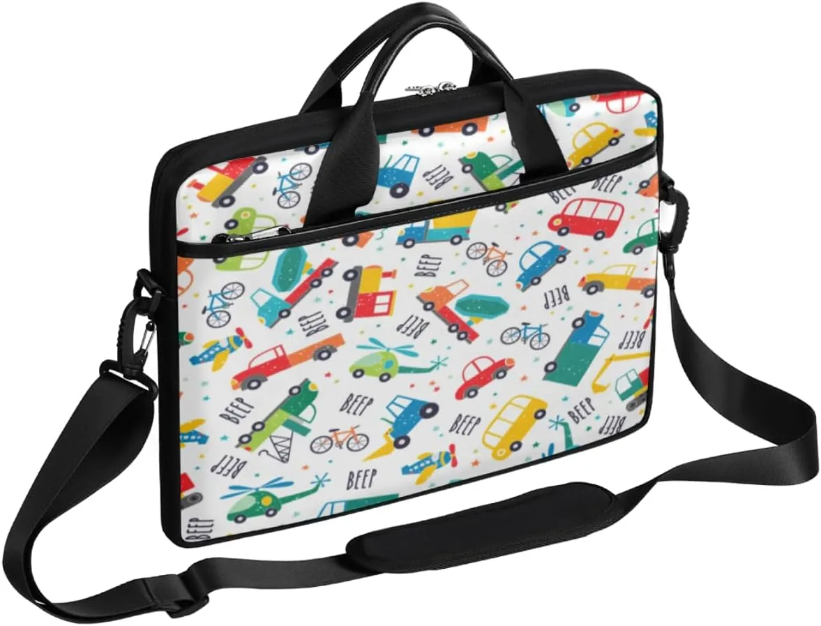 Cute Cartoon Car Laptop Computer Bag Waterproof Shoulder Messenger Bag 13-15 inch Durable Laptop Tote Bag with Shoulder Strap Handle Lightweight Crossbody Briefcase