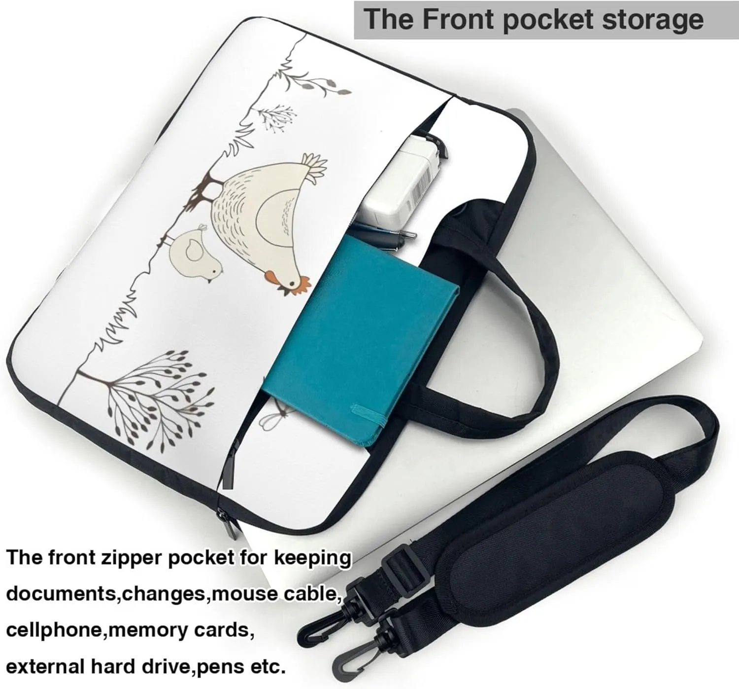 Cute Cartoon Rat Laptop Shoulder Bag ​for Men Women, Computer Carrying Case Messenger Bag with Strap