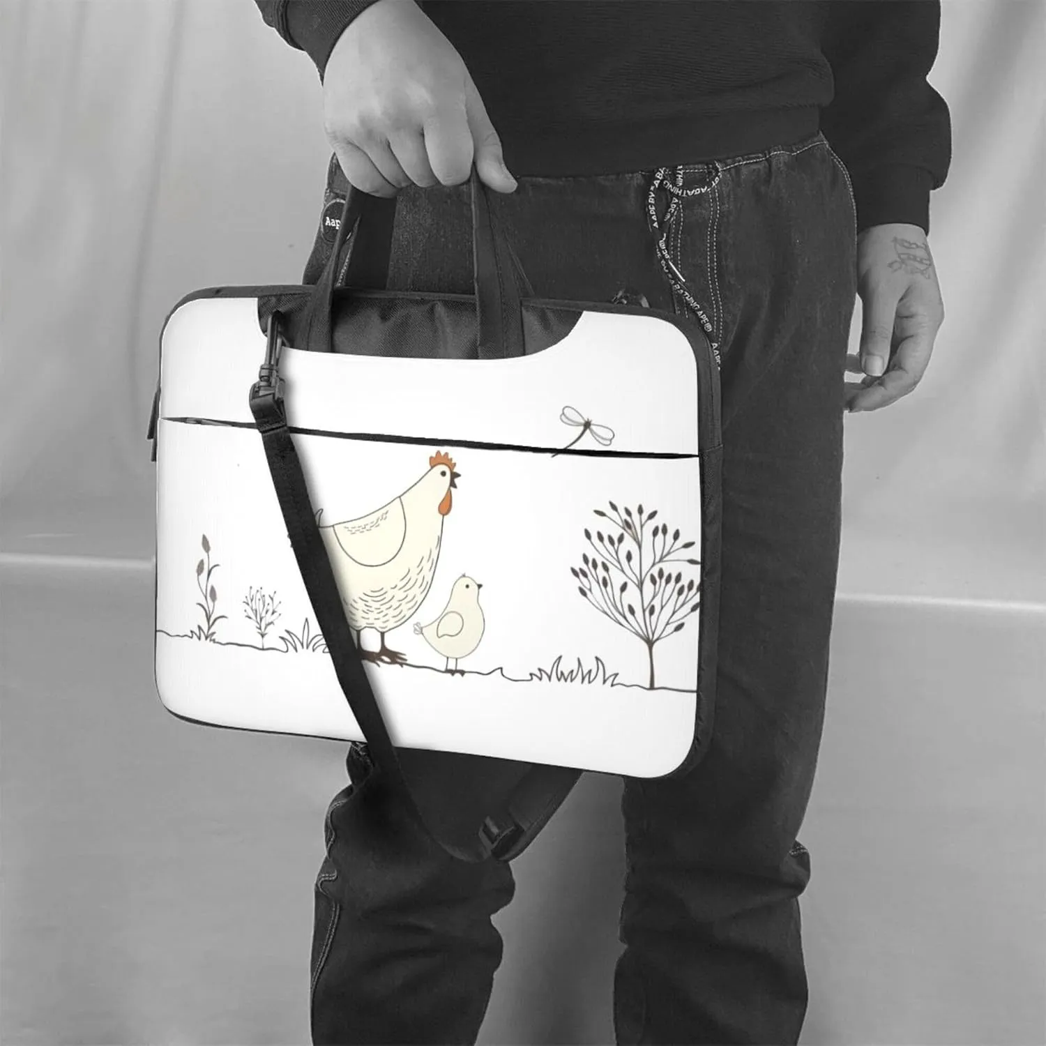 Cute Cartoon Rat Laptop Shoulder Bag ​for Men Women, Computer Carrying Case Messenger Bag with Strap