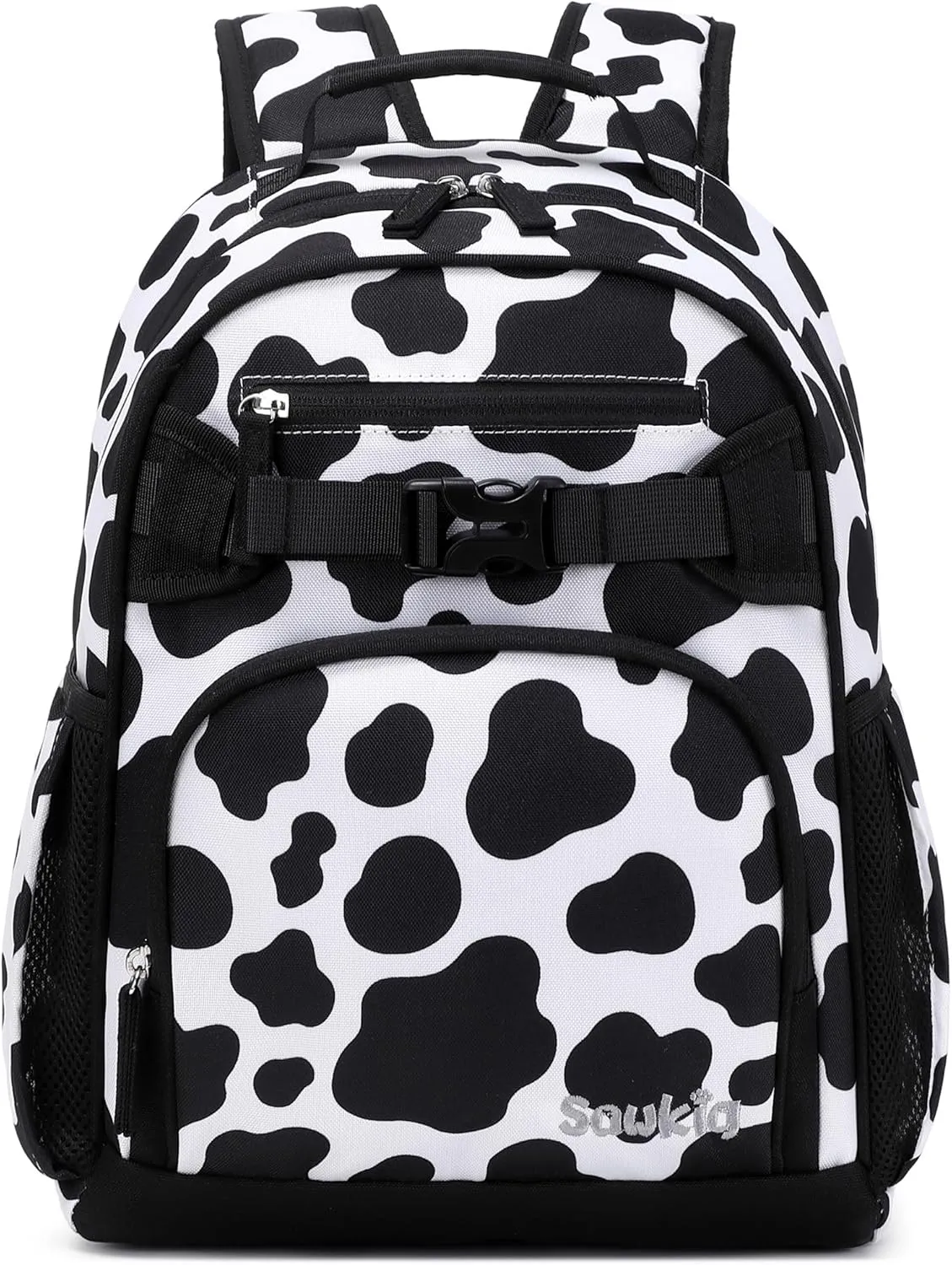 Cute Cow Print Girls Backpack for School Kids Kindergarten Backpack for Girls 3-5 (Black Cow Print)