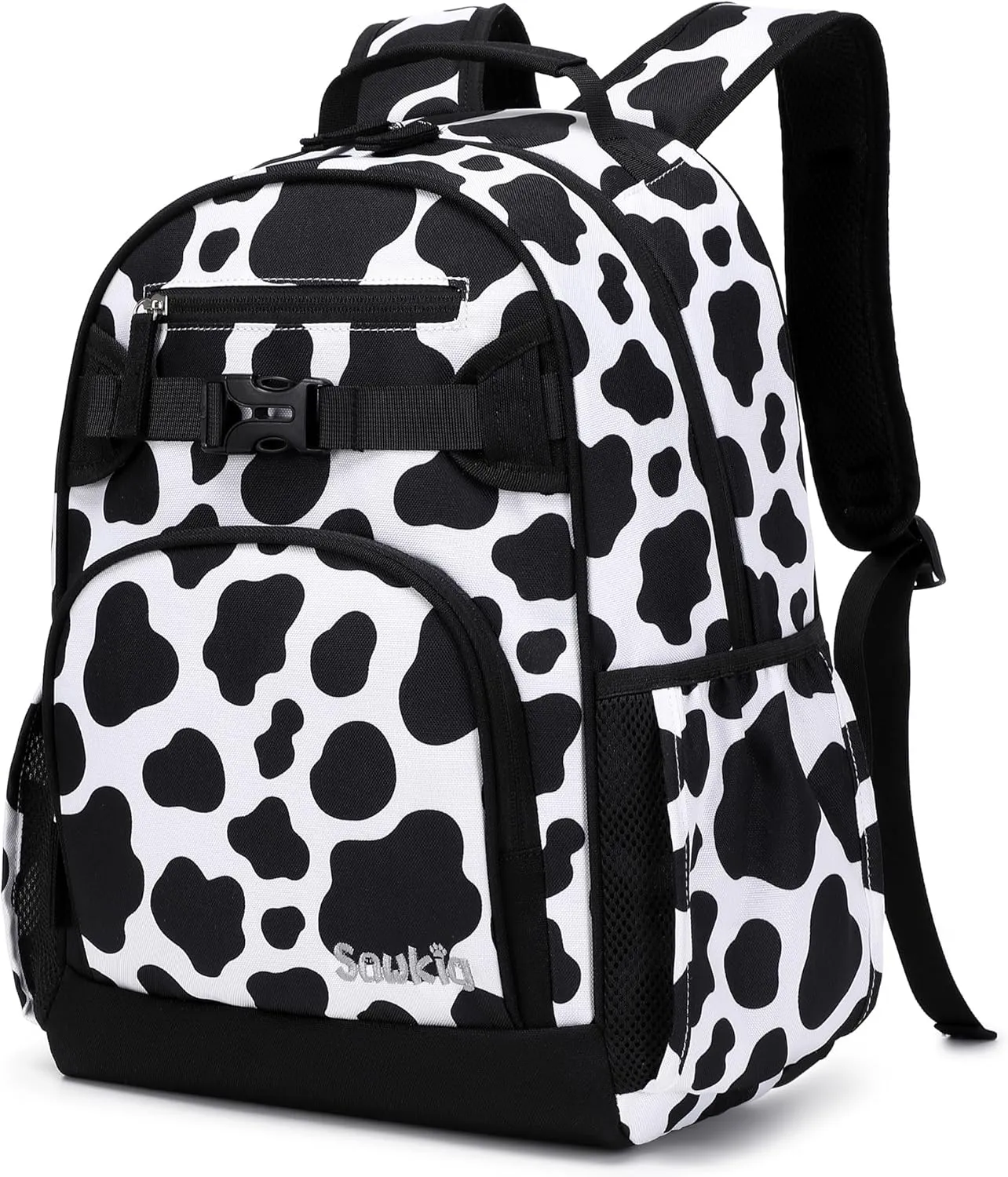 Cute Cow Print Girls Backpack for School Kids Kindergarten Backpack for Girls 3-5 (Black Cow Print)