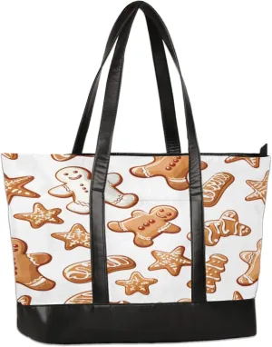 Cute Gingerbread Laptop Tote Bag for Women Lightweight Work Purse with Multiple Compartments Fits 13-15.6 Inch Laptop Tablet Shoulder Bag for Office Travel Daily Use