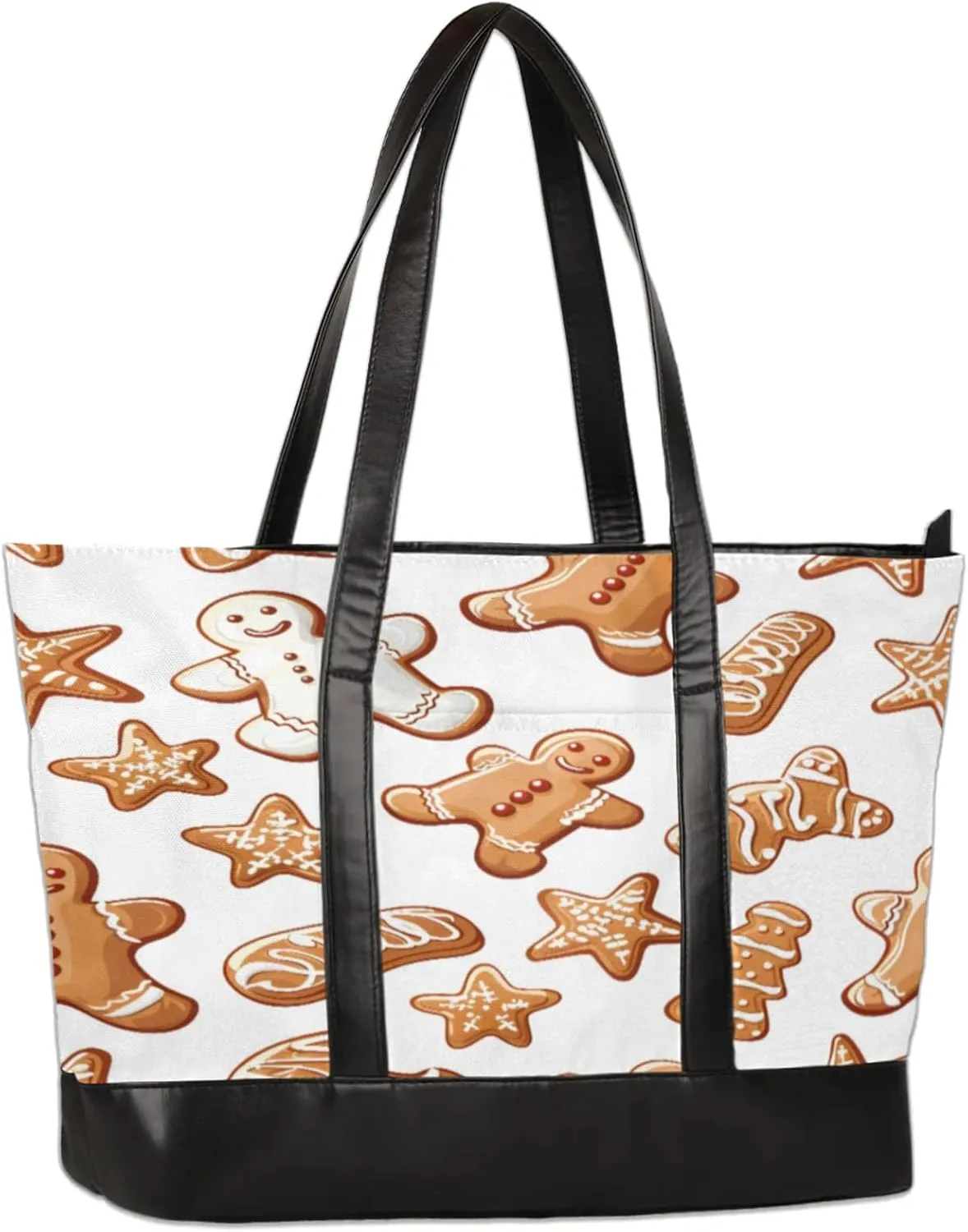 Cute Gingerbread Laptop Tote Bag for Women Lightweight Work Purse with Multiple Compartments Fits 13-15.6 Inch Laptop Tablet Shoulder Bag for Office Travel Daily Use