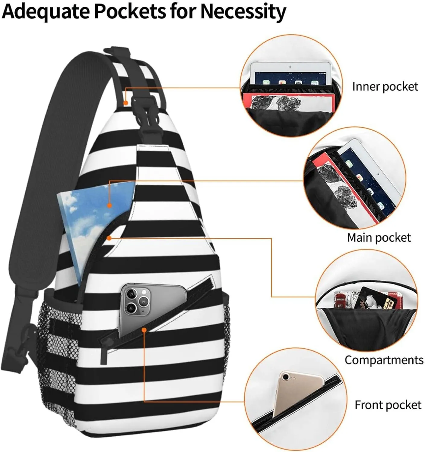 Cute Sea Otters Sling Bag Casual Chest Bags Adjustable Crossbody Bag Shoulder Backpack For Travel Hiking