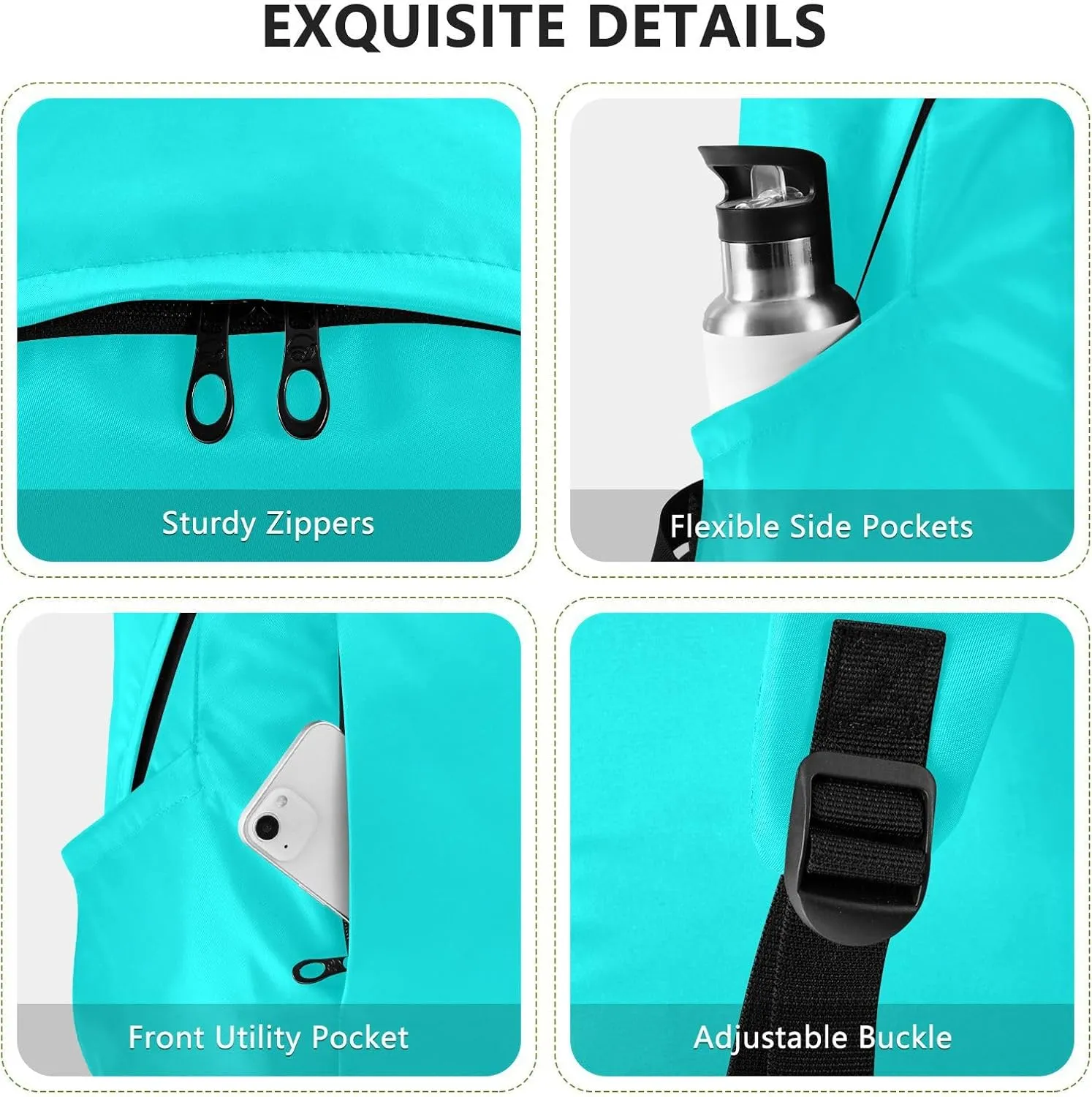 Cyan Laptop Backpack for Women Men 25L Casual Hiking Daypack Bag Travel Backpack for 15.6 inch Laptop Cyan