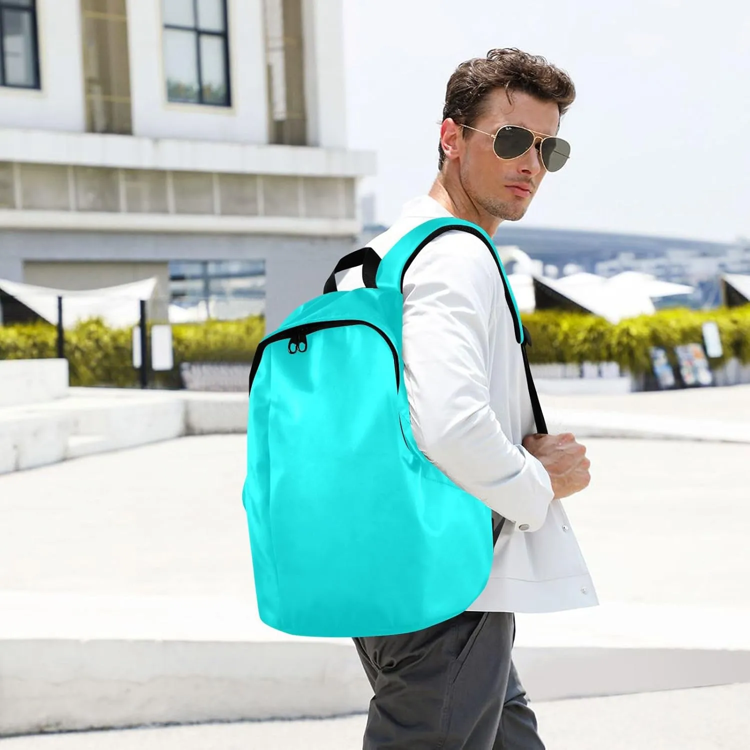 Cyan Laptop Backpack for Women Men 25L Casual Hiking Daypack Bag Travel Backpack for 15.6 inch Laptop Cyan