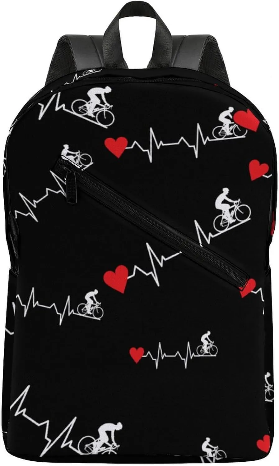 Cycling Heartbeat Fashion Camping Backpack for Men Travel Backpack Casual Shoulder Bag for Work Shopping University
