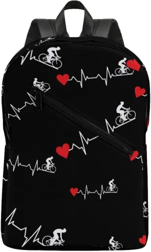 Cycling Heartbeat Fashion Camping Backpack for Men Travel Backpack Casual Shoulder Bag for Work Shopping University