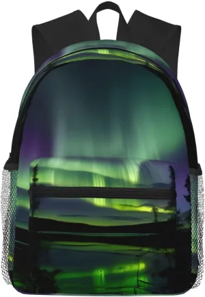Dark Northern Lights print Lightweight and comfortable backpack Casual Laptop Backpack for Travel Hiking