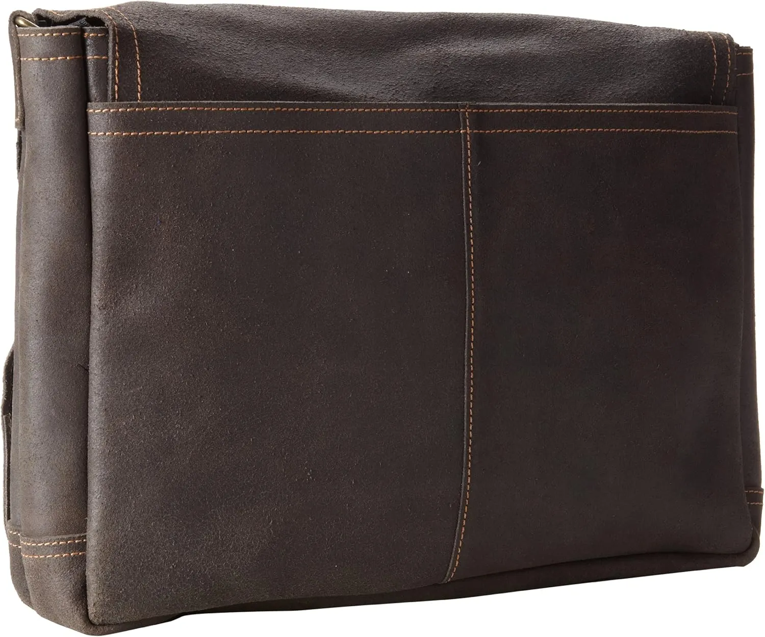David King & Co. Leather Full Flap Laptop Messenger L Distressed, Cafe, One Size