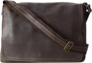 David King & Co. Leather Full Flap Laptop Messenger L Distressed, Cafe, One Size