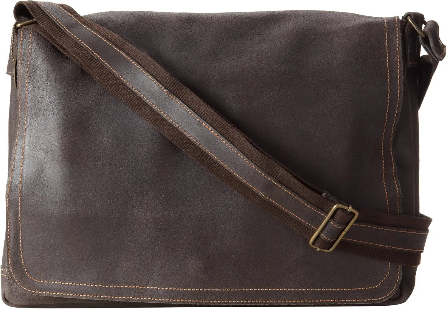 David King & Co. Leather Full Flap Laptop Messenger L Distressed, Cafe, One Size