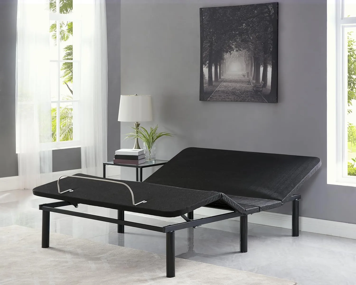Deep Sleep Enabling Serenity Adjustable Bed Frame Full, Head & Foot Incline, 7 Adjustable Positions, Wireless Remote, Compact, Zero Gravity Lounge Bed, Electric Bed Base, Easy Assembly - Black