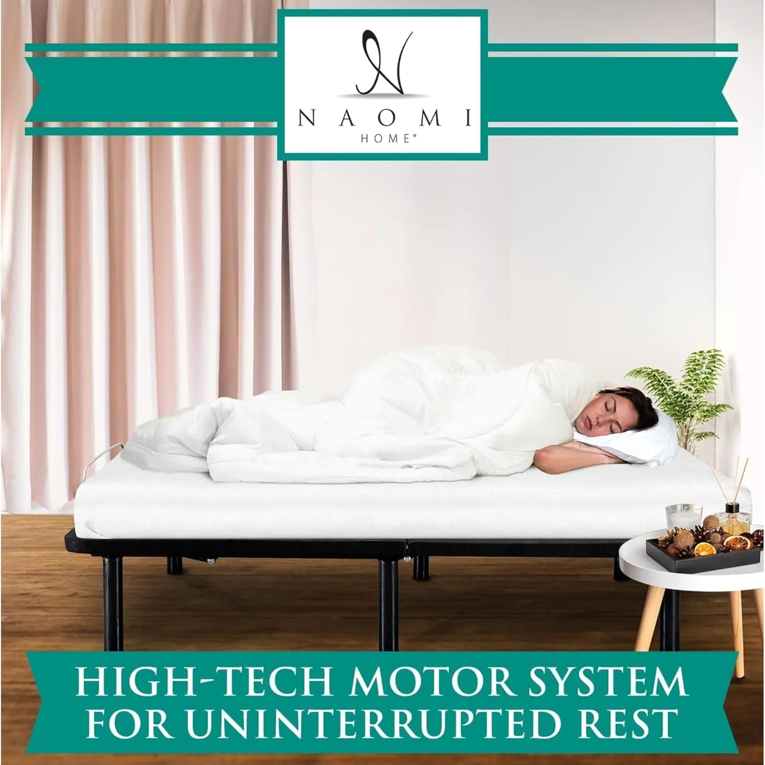 Deep Sleep Enabling Serenity Adjustable Bed Frame Full, Head & Foot Incline, 7 Adjustable Positions, Wireless Remote, Compact, Zero Gravity Lounge Bed, Electric Bed Base, Easy Assembly - Black