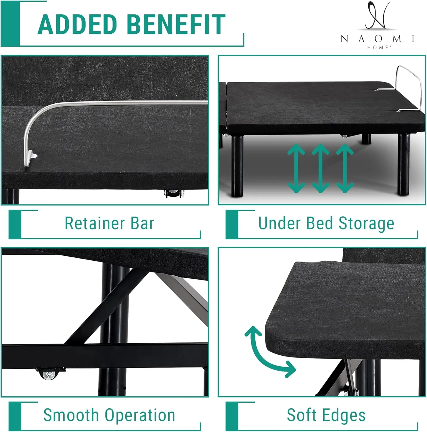 Deep Sleep Enabling Serenity Adjustable Bed Frame Full, Head & Foot Incline, 7 Adjustable Positions, Wireless Remote, Compact, Zero Gravity Lounge Bed, Electric Bed Base, Easy Assembly - Black