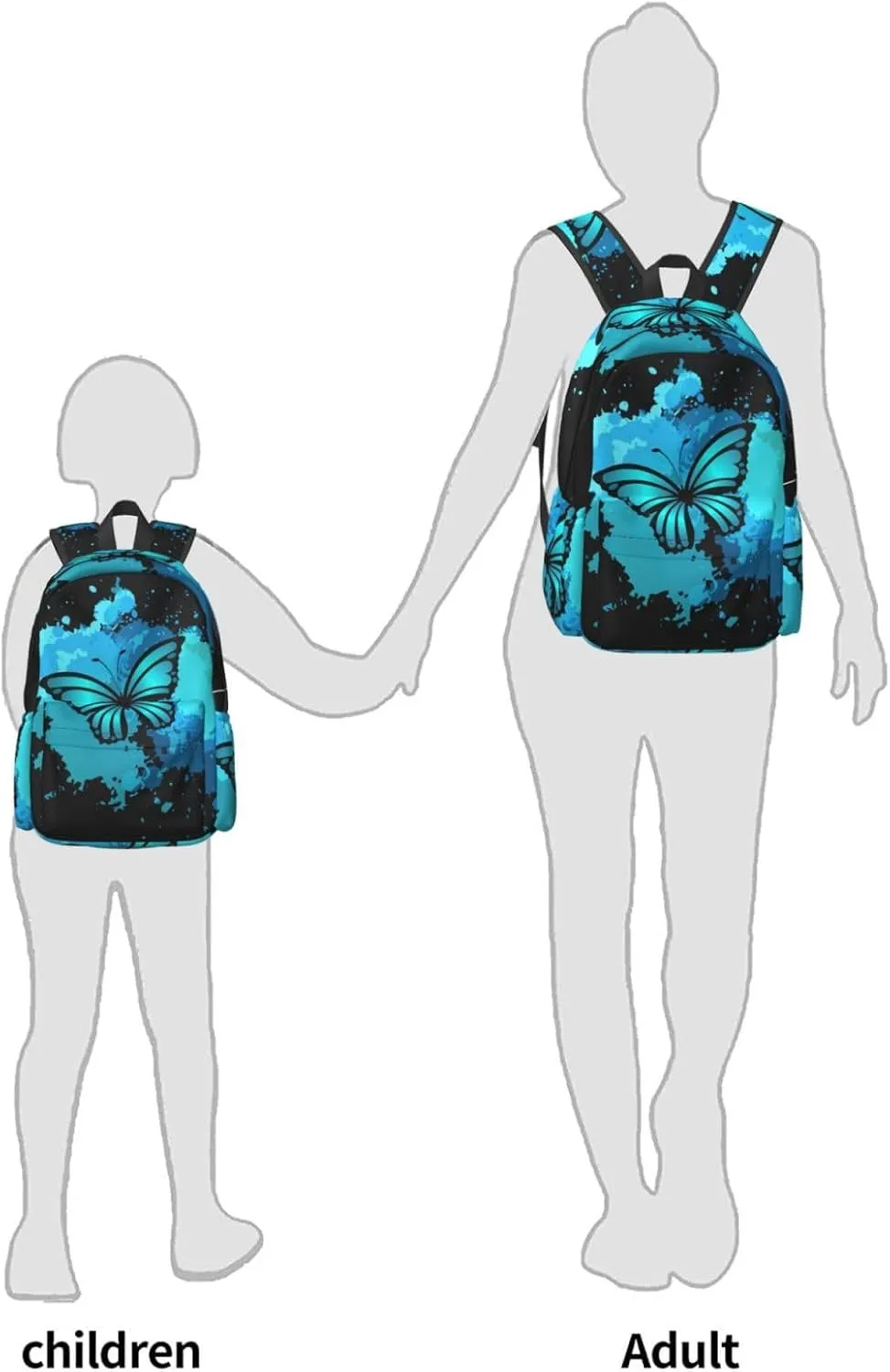 Delerain 17 Inch Backpack Blue Butterfly Laptop Backpack School Bookbag Shoulder Bag Casual Daypack For School/Camping/Hiking/Picnic/Beach/Travel