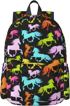 Delerain 17 Inch Backpack Colorful Unicorns Laptop Backpack School Bookbag Shoulder Bag Casual Daypack For School/Camping/Hiking/Picnic/Beach/Travel