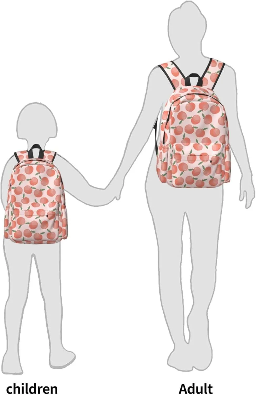 Delerain 17 Inch Backpack Peach Fruit Laptop Backpack School Bookbag Shoulder Bag Casual Daypack For School/Camping/Hiking/Picnic/Beach/Travel