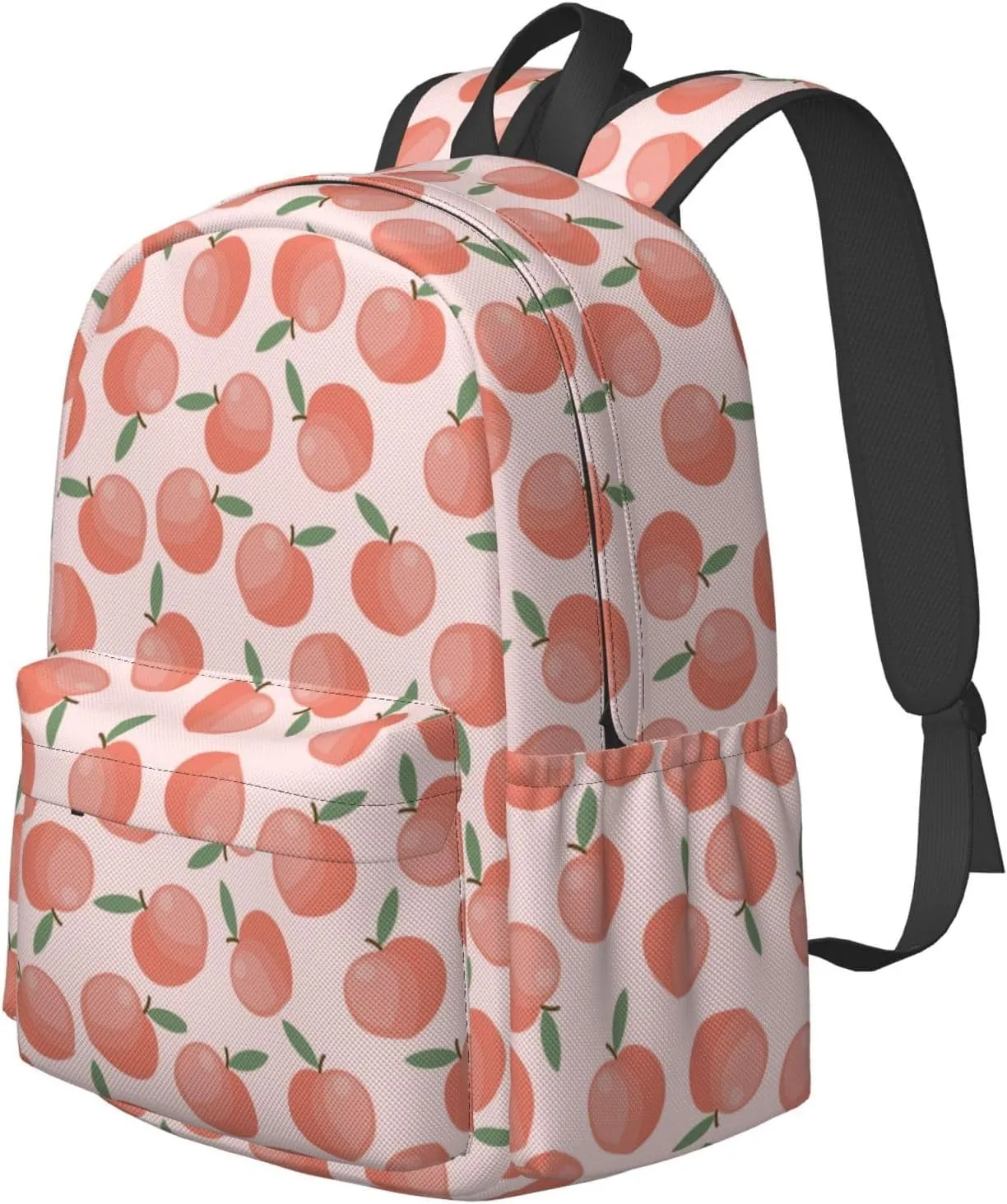 Delerain 17 Inch Backpack Peach Fruit Laptop Backpack School Bookbag Shoulder Bag Casual Daypack For School/Camping/Hiking/Picnic/Beach/Travel