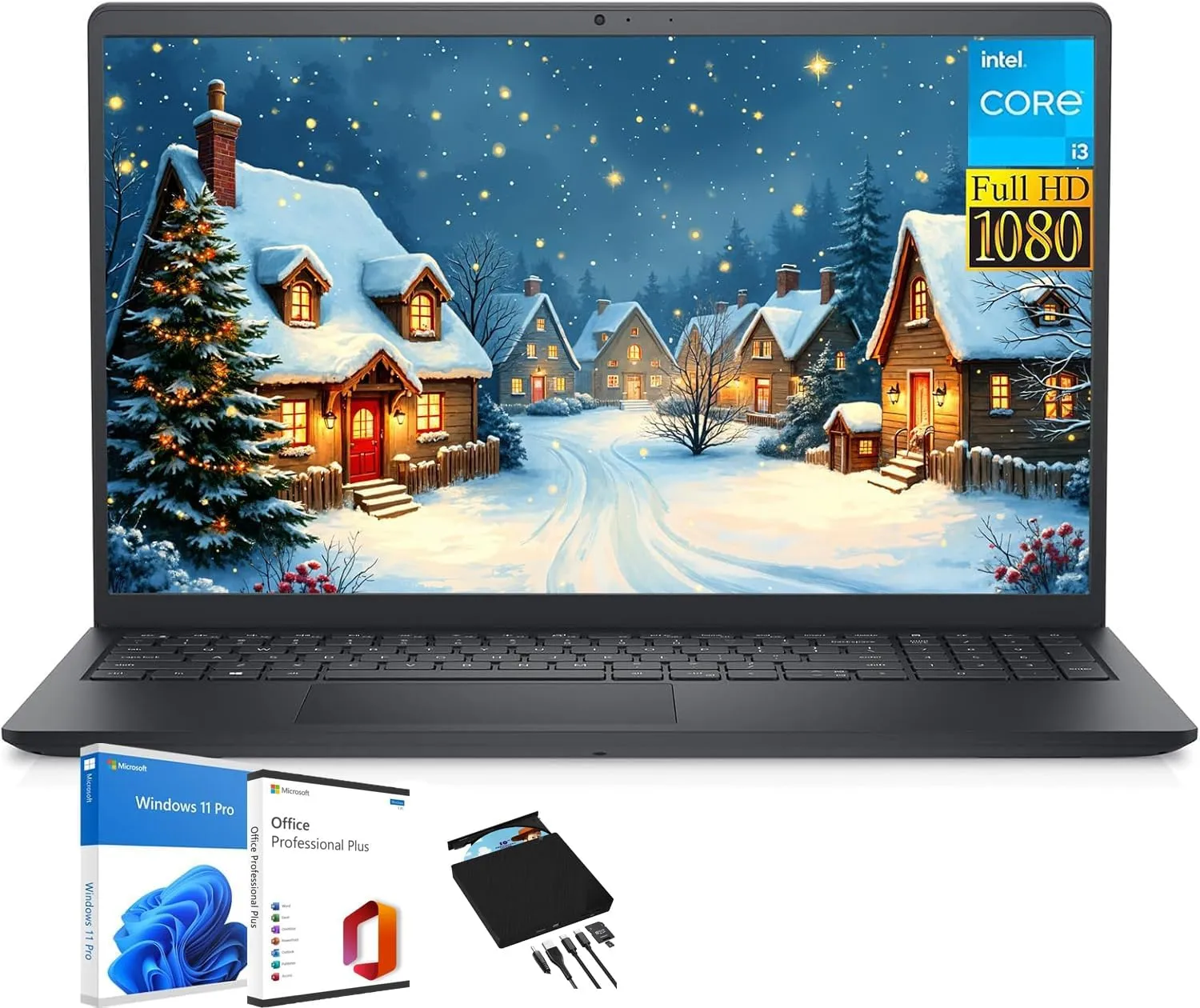 Dell Inspiron 15 Laptop for Business, 15.6" FHD Display, i3-1215U(6 cores), 16GB RAM, 1TB SSD, Intel UHD Graphics, Wi-Fi 6, Windows 11 Pro, with Office Lifetime & External CD/DVD Drive