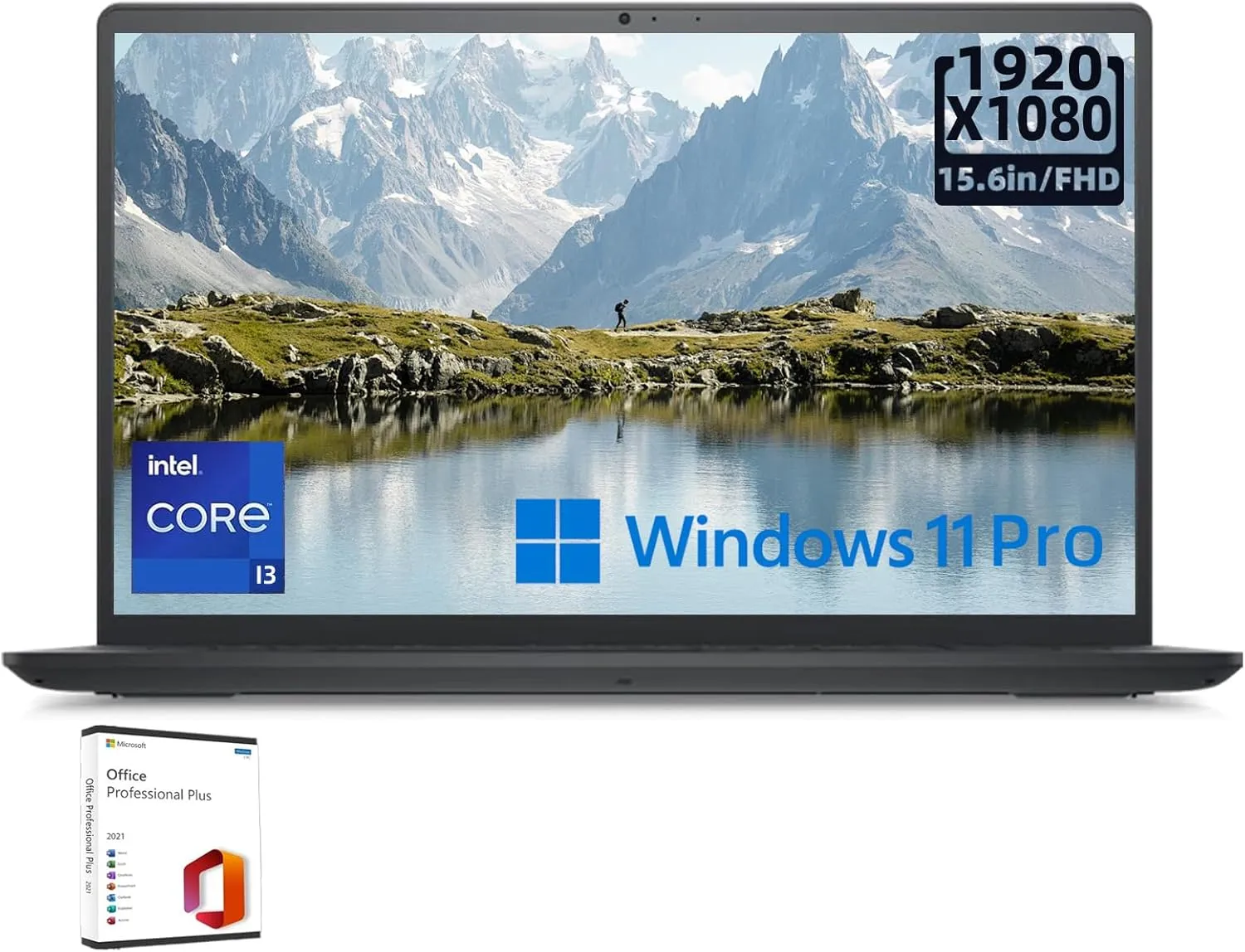 Dell-Inspiron-15.6" FHD Laptop for Business, Intel 8-Core i3-1215U(6 cores), 16GB RAM, 512GB SSD, Intel UHD Graphics, Wi-Fi 6, Bluetooth, Windows 11 Pro with Microsoft Office Lifetime License