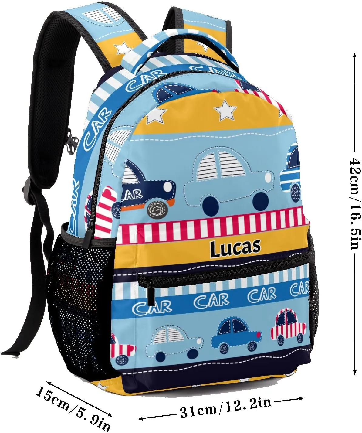 Deven Cute Cartoon Car Personalized Kids Backpack for Boy/Girl Teen Primary School Daypack Travel Bag Bookbag
