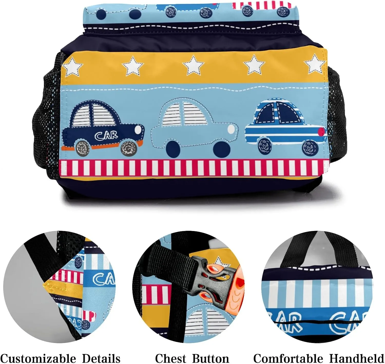 Deven Cute Cartoon Car Personalized Kids Backpack for Boy/Girl Teen Primary School Daypack Travel Bag Bookbag