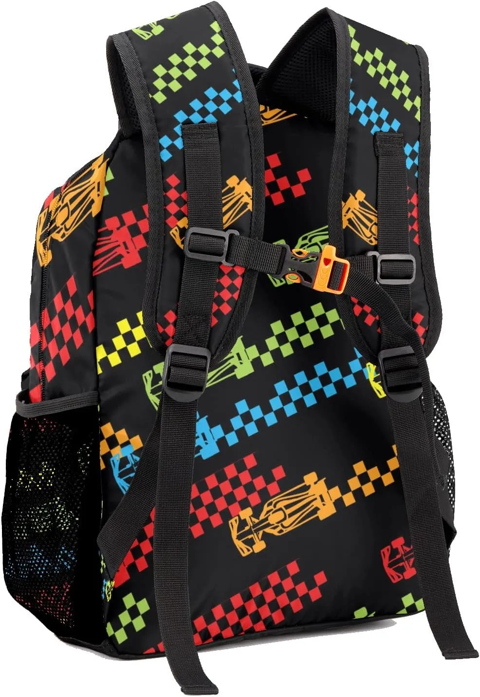 Deven Rainbow Fun Race Car Personalized Kids for Boy/Girl Teen School Backpack Travel Daypack Bag
