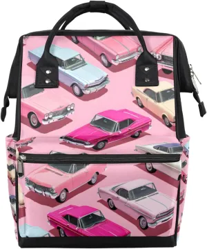 Diaper Bag Backpack for Mon and Dad Colorful Vintage Cars Travel Diaper Tote Bags Multi Function Waterproof Backpacks Newborn Essentials