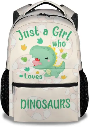 Dinosaur Backpacks for Girls - 16 Inch Cute Backpack for School - Green, Large Capacity, Durable, Lightweight Bookbag for Kids, Travel