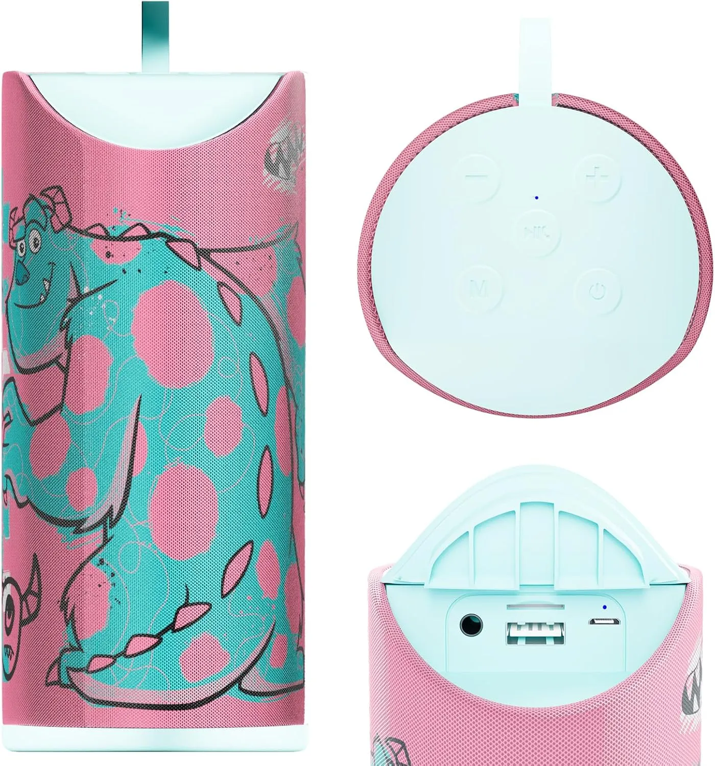 Disney/Pixar’s Monsters, Inc Bluetooth Speaker| Mike and Sulley Splashproof Wireless Speaker with 3 Hrs Playtime/SD Slot/FM Radio - Monsters, Inc Gifts for Women, Men and All Fans