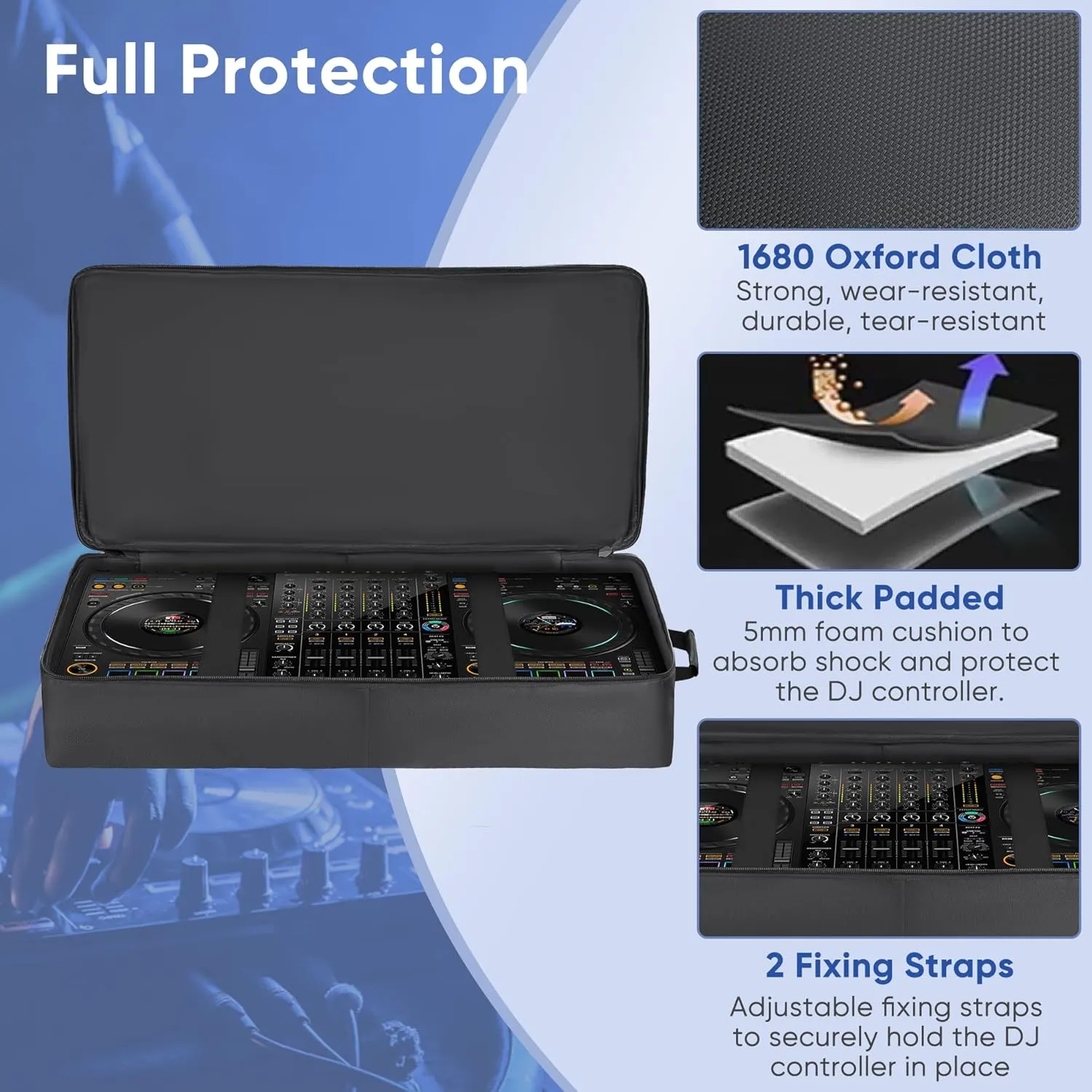 DJ Controller Bag Compatible with DDJ 800 / FLX6 / SX SX2 SX3 / MC7000 / Rane One / Mixon 8 Pro, DJ Controller Soft Case with Multi-pocket, DJ Case DJ Gig-bag for DJ Controller & Accessories (Small)