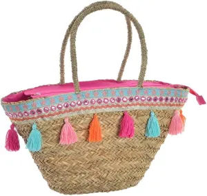 DKD Home Decor Bag 10% Polyester Straw (51 x 16 x 30 cm) Beach, Unisex Adults, Multicoloured (Multicoloured), One Size